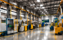 Industrial production equipment inside a factory